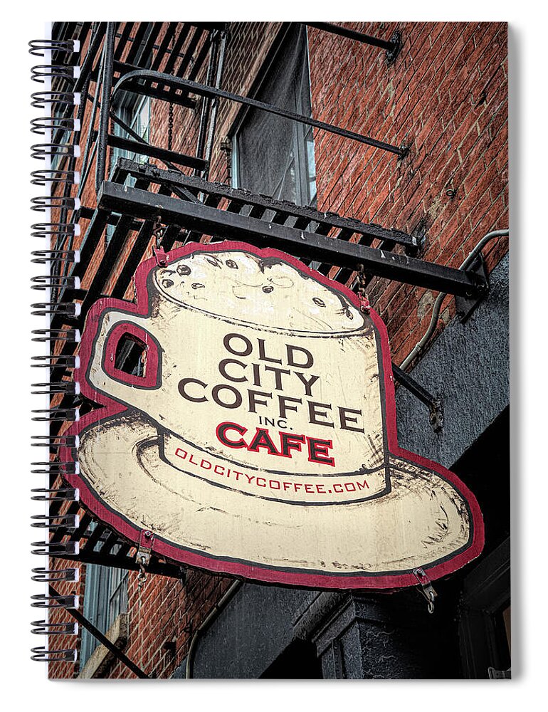 Coffee Spiral Notebook featuring the photograph Old City Coffee Cafe by Kristia Adams