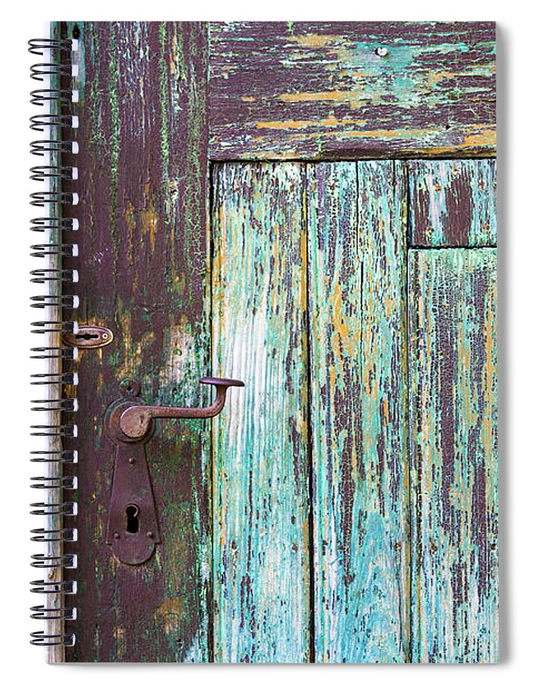 Wood Spiral Notebook featuring the photograph Old door detail by Viktor Wallon-Hars
