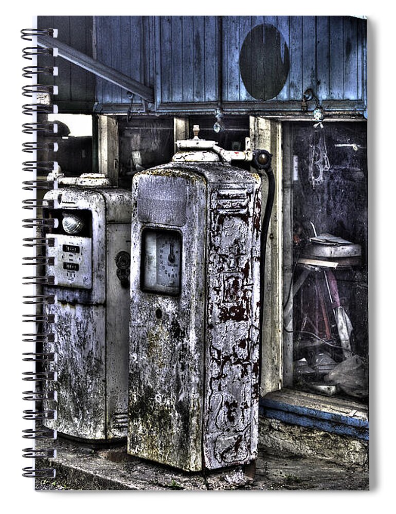 Antique Spiral Notebook featuring the photograph Old gas station by B Cash