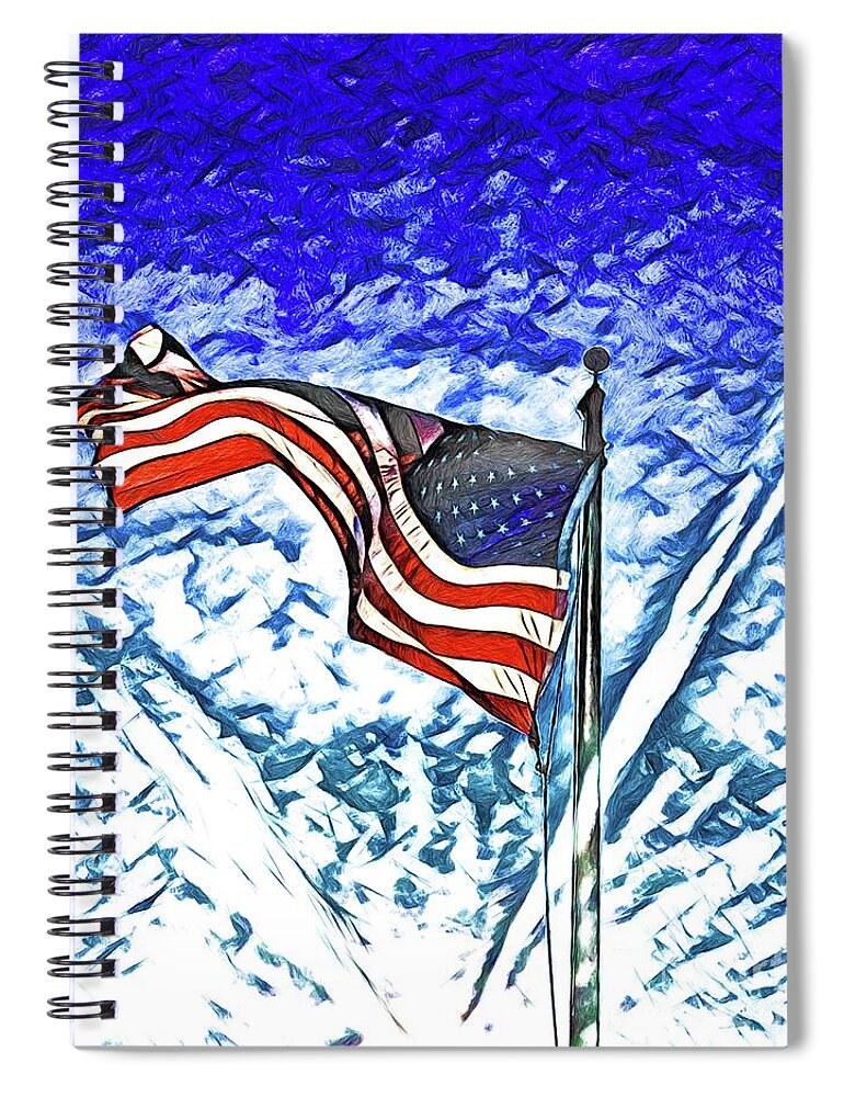  Spiral Notebook featuring the digital art Old Glory by Michael Stothard