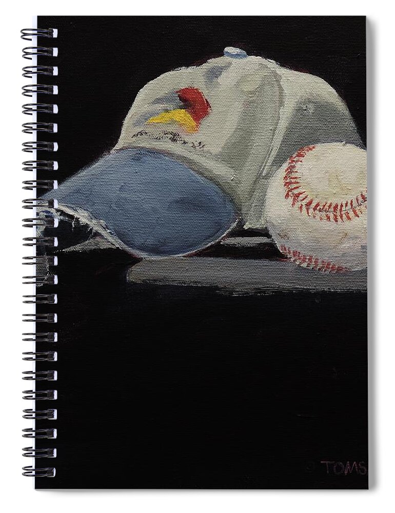 Old Hat And Ball Spiral Notebook featuring the painting Old Hat and Ball by Bill Tomsa