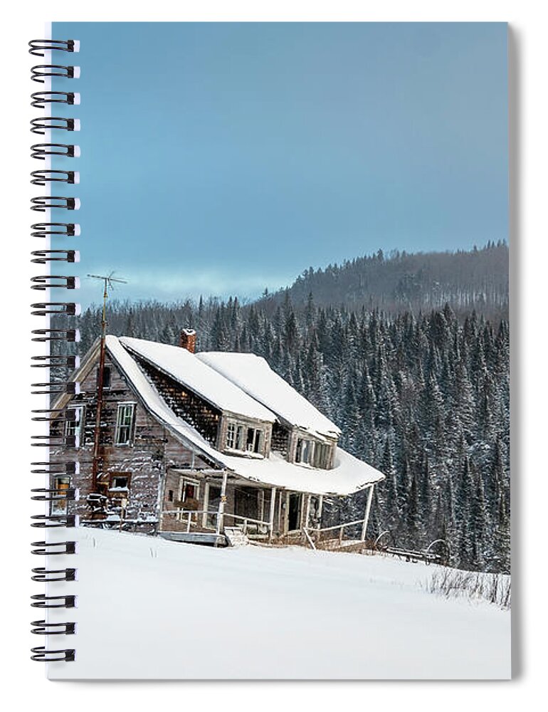 America Spiral Notebook featuring the photograph Old House in Pittsburg, New Hampshire Winter Snow #3 by John Rowe