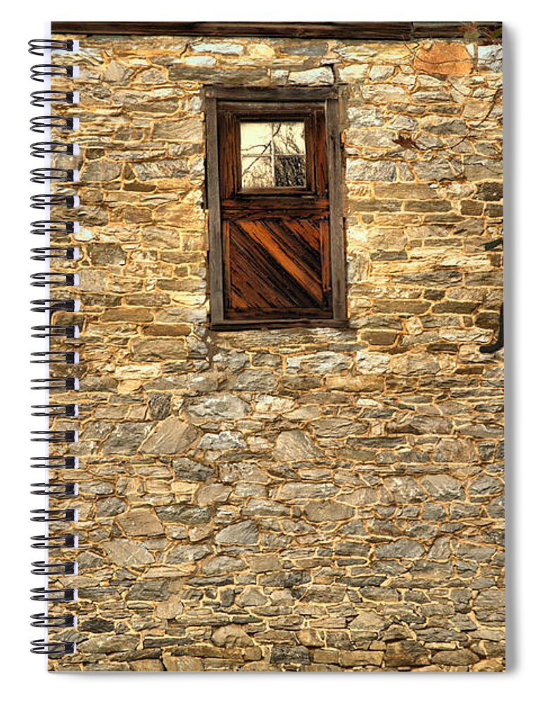 Mill Spiral Notebook featuring the photograph Old Mill Windows by Adam Jewell