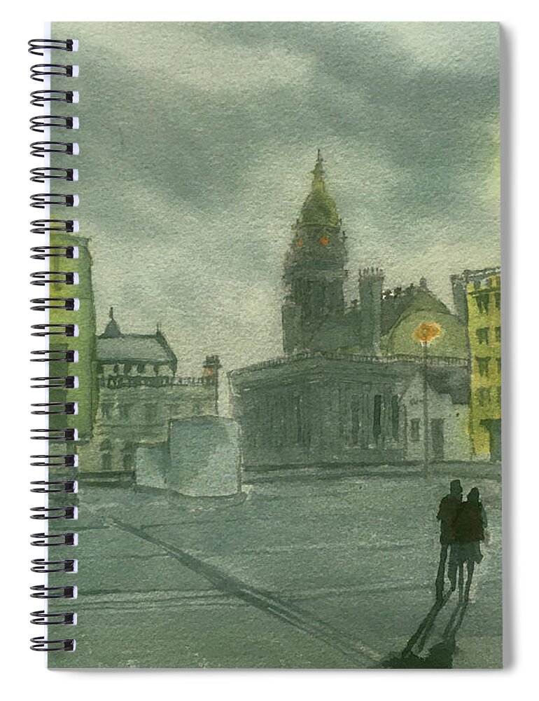 Watercolour Spiral Notebook featuring the painting Old or New - still shines the moon by Glenn Marshall