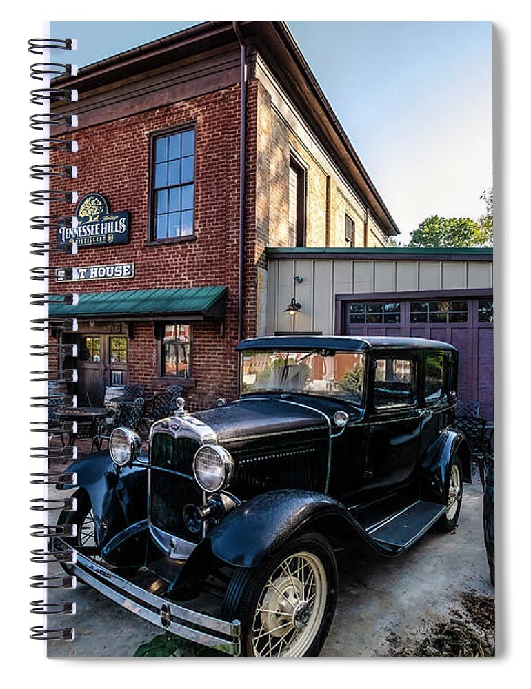 Salt Spiral Notebook featuring the photograph Old Salt House and Antique Car by Shelia Hunt