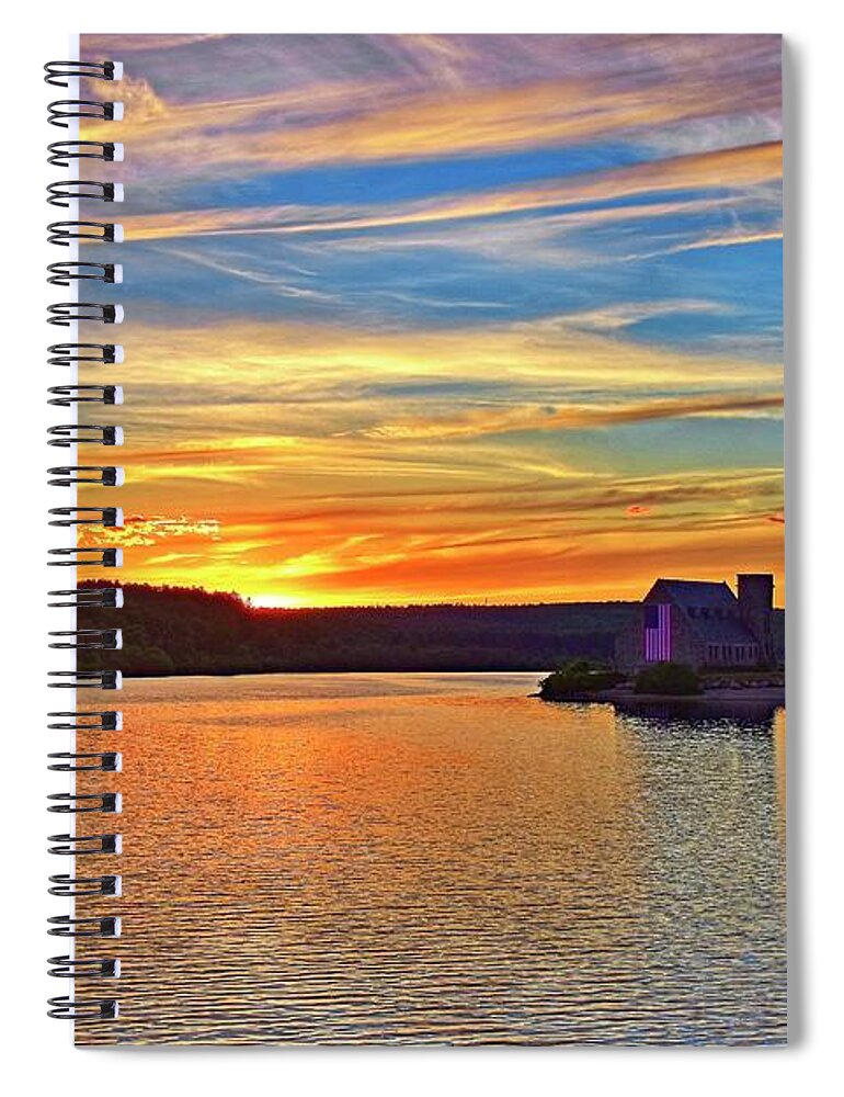 Old Spiral Notebook featuring the photograph Old Stone Chruch Sunset by Monika Salvan