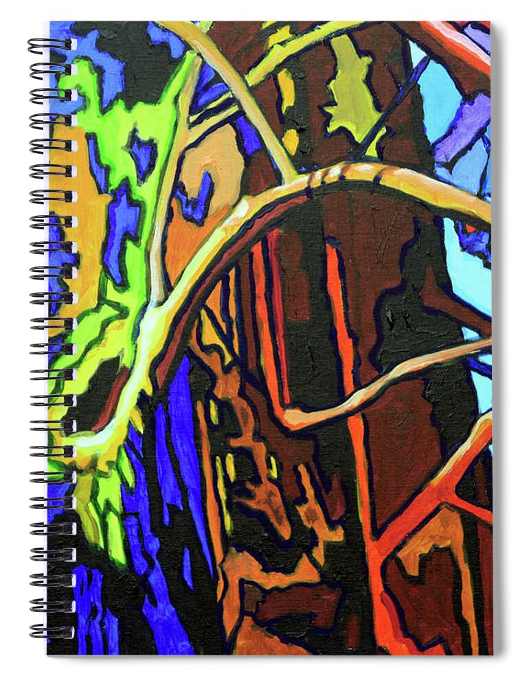 Tree Spiral Notebook featuring the painting Old Stump by John Lautermilch