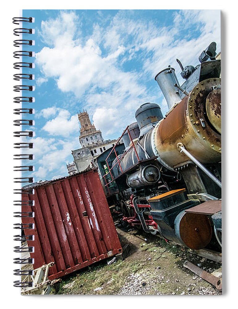 Cuba Spiral Notebook featuring the photograph Old train on the city. Havana. Cuba by Lie Yim