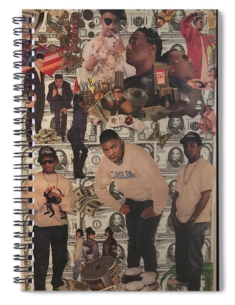 Music Spiral Notebook featuring the photograph Ole Skool Rappers Collage 1 by Charles Young