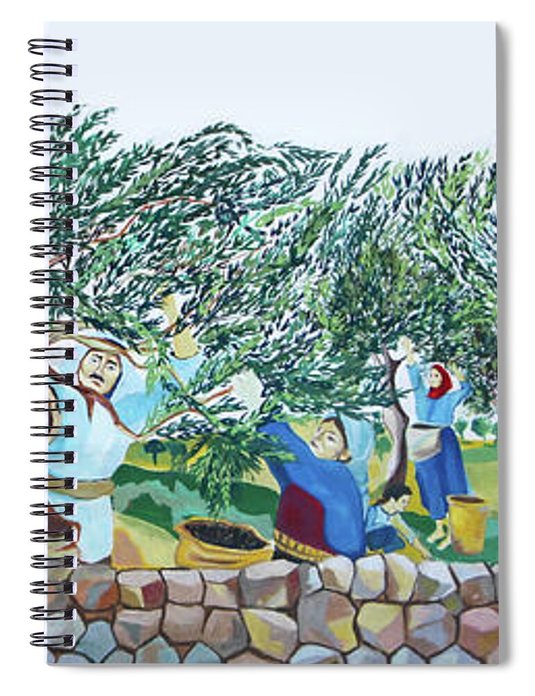 Bethlehem Spiral Notebook featuring the photograph Olive Harvest in Palestine by Munir Alawi