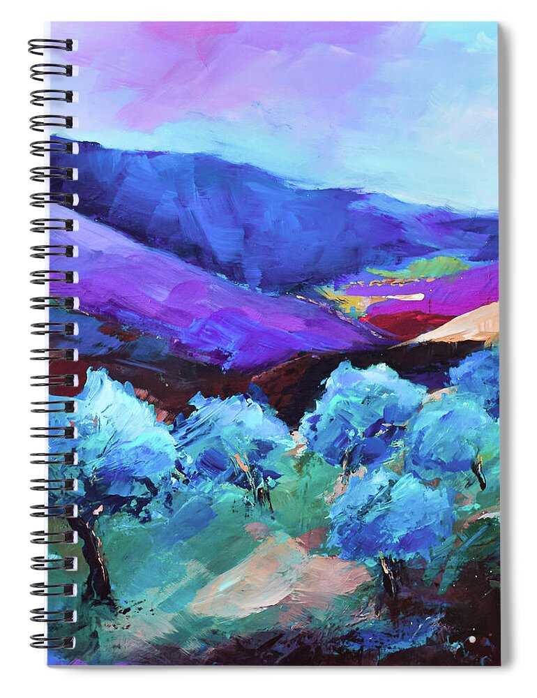 Olive Trees Spiral Notebook featuring the painting La colline aux oliviers by Elise Palmigiani