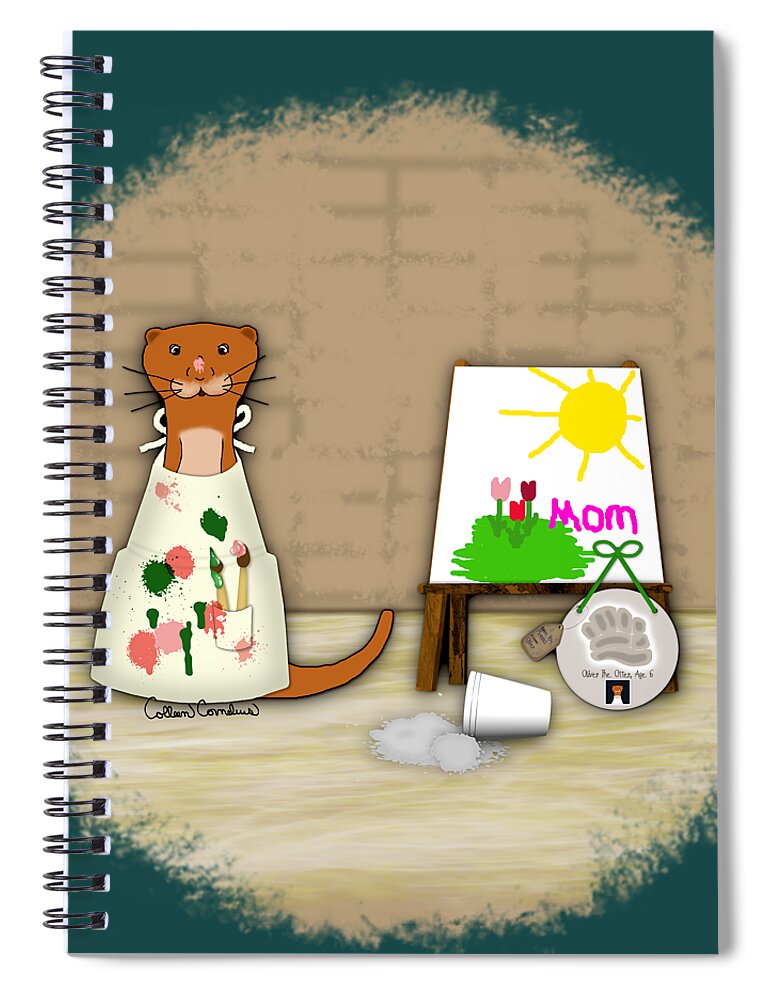 Mothers Day Spiral Notebook featuring the photograph Oliver The Otter Makes Mom a Gift by Colleen Cornelius