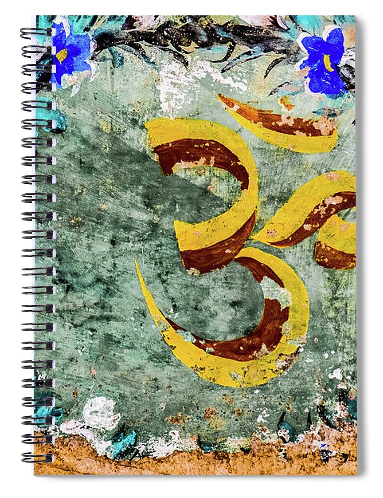 Aum Spiral Notebook featuring the photograph Om on the Wall from Nawalgarth, Rajasthan by Lie Yim