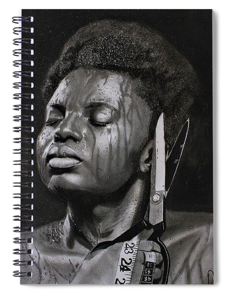 Hyperrealism Spiral Notebook featuring the drawing OM3- Olivier Mub by Olivier Mub