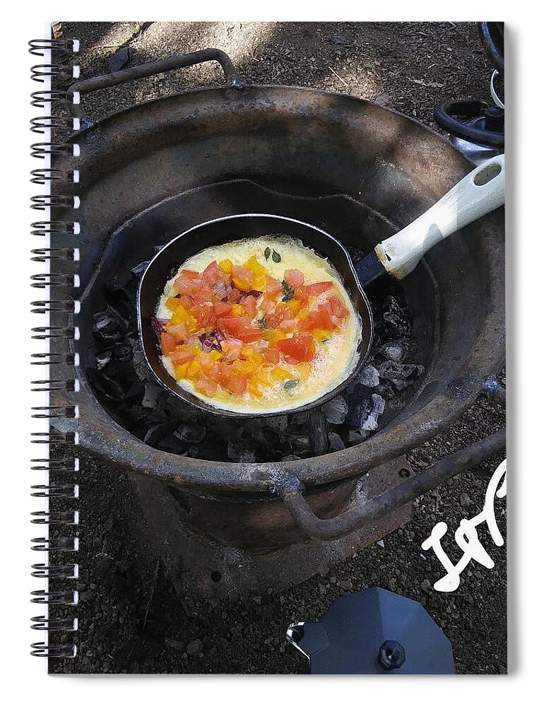 Eggs Spiral Notebook featuring the photograph Omelet in a Pan by Esoteric Gardens KN