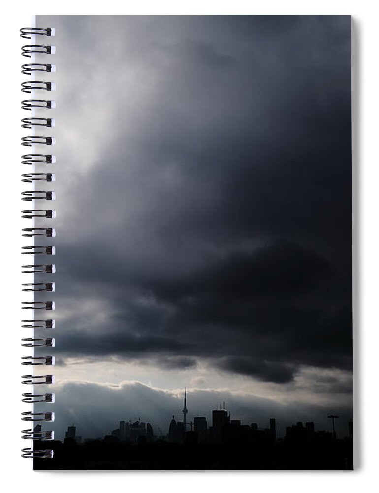 City Spiral Notebook featuring the photograph Ominous by Kreddible Trout