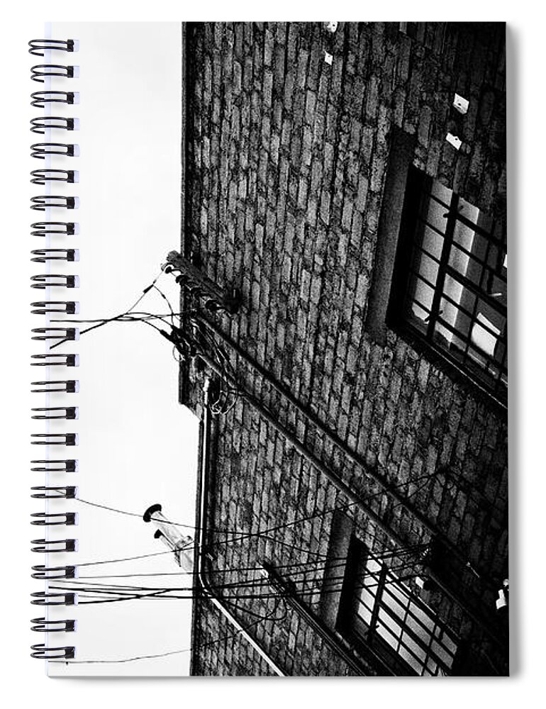 Black And White Spiral Notebook featuring the photograph On A Wire by Carmen Kern
