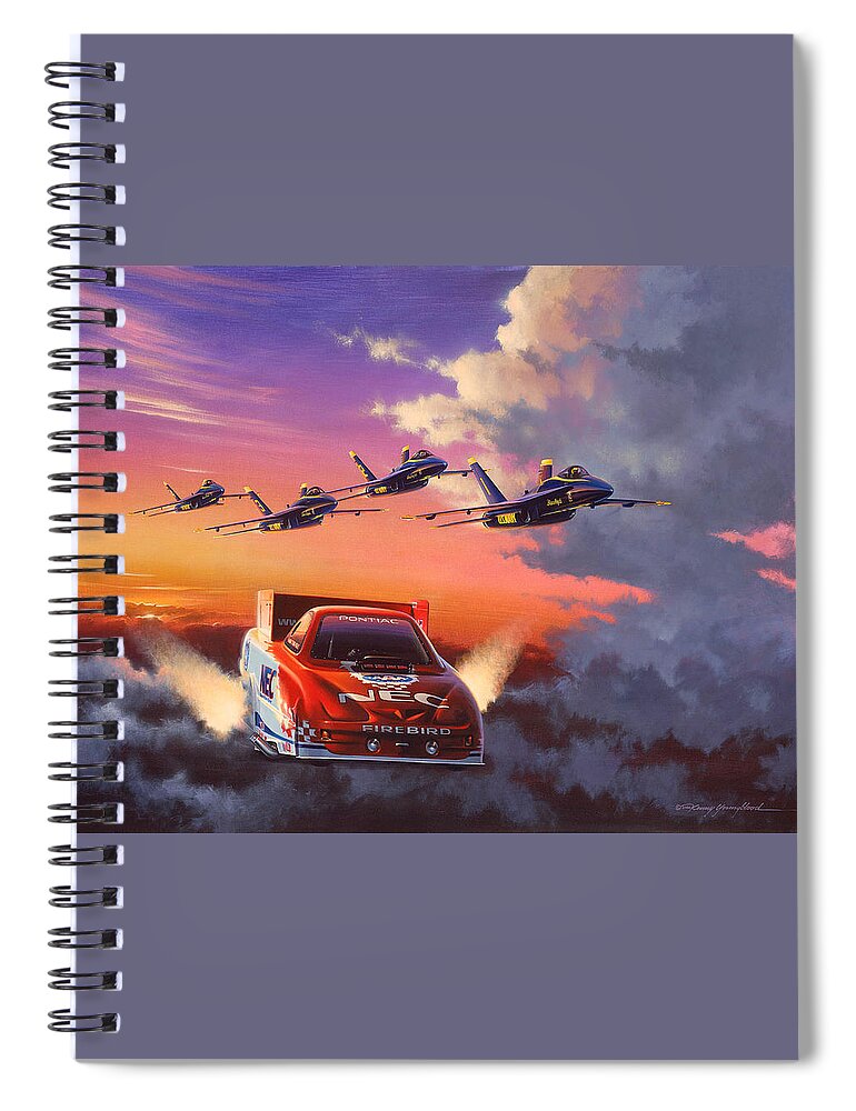 Drag Racing Nhra Top Fuel Funny Car John Force Kenny Youngblood Nitro Champion March Meet Images Image Race Track Fuel Gary Densham Blue Angels Us Air Force. Spiral Notebook featuring the painting On Angels Wings by Kenny Youngblood