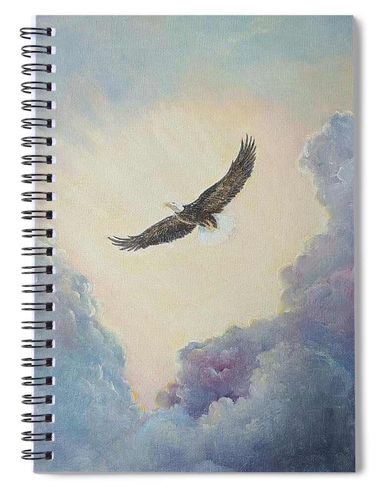 Eagles Spiral Notebook featuring the painting On Eagles' Wings by ML McCormick