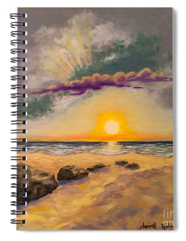 Oil Painting Spiral Notebook featuring the painting On the Beach by Sherrell Rodgers