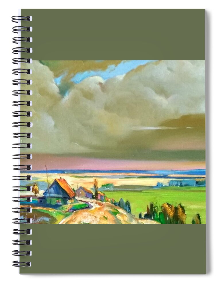 Ignatenko Spiral Notebook featuring the painting On the Pripiat river bank by Sergey Ignatenko
