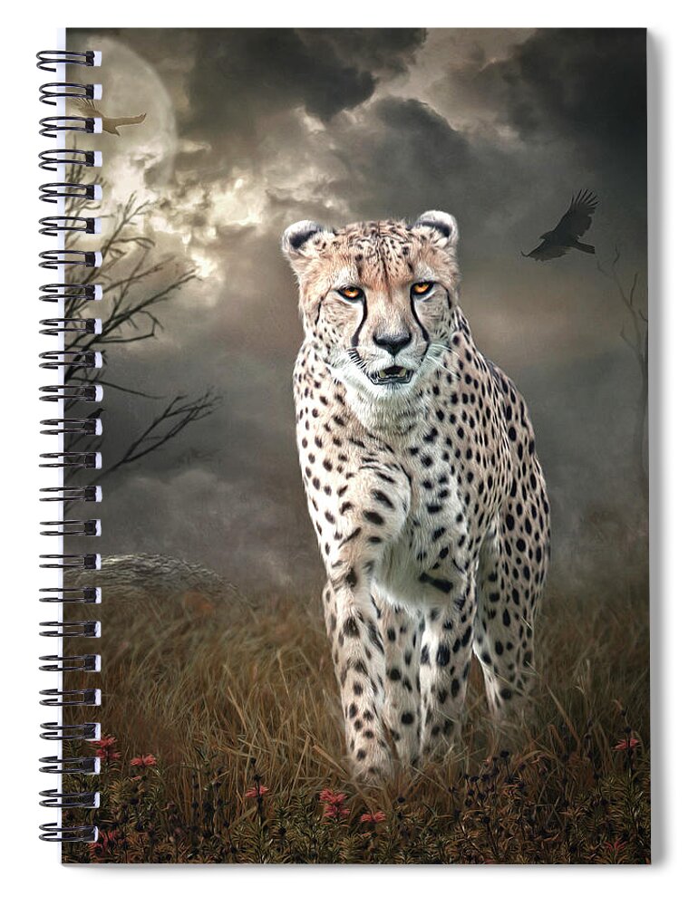 Mammal Spiral Notebook featuring the digital art On The Prowl by Maggy Pease