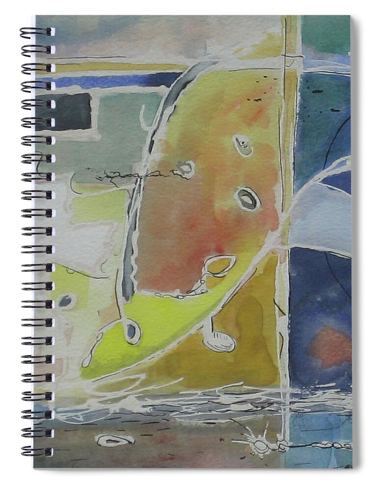 Abstract Spiral Notebook featuring the painting On the Waterfront by Douglas Jerving