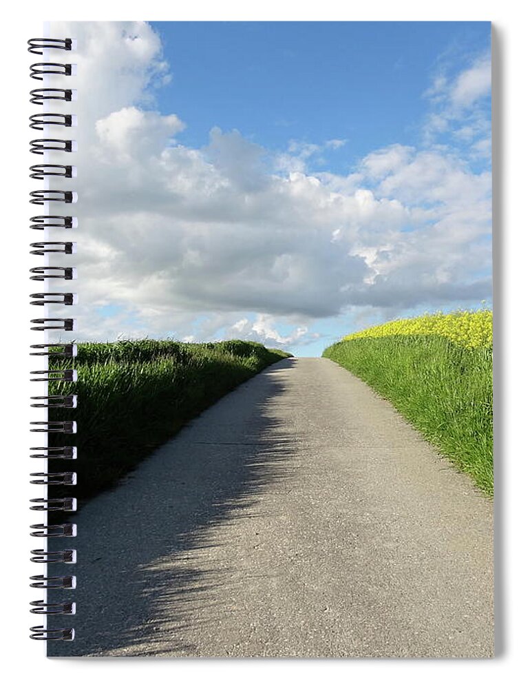 Path Spiral Notebook featuring the mixed media on the way from Switzerland by Joelle Philibert