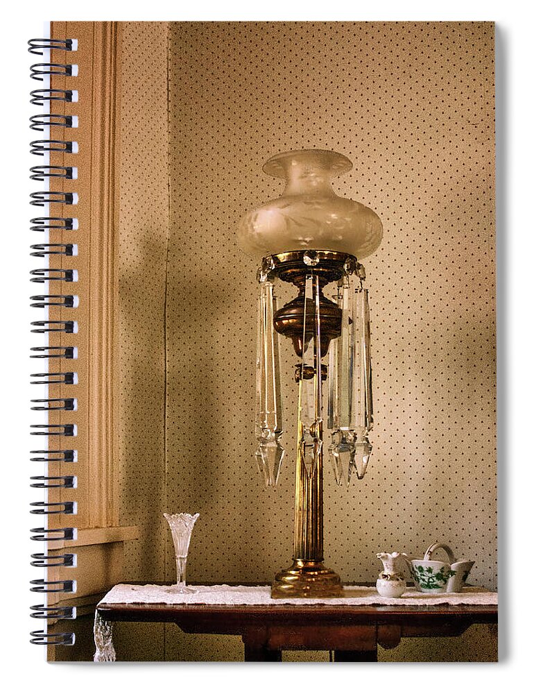 Vintage Spiral Notebook featuring the photograph Once Upon a Time - Vintage Lamp by Mitch Spence