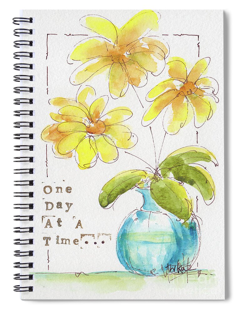 Impressionism Spiral Notebook featuring the painting One Day At A Time Yellow Daisies by Pat Katz