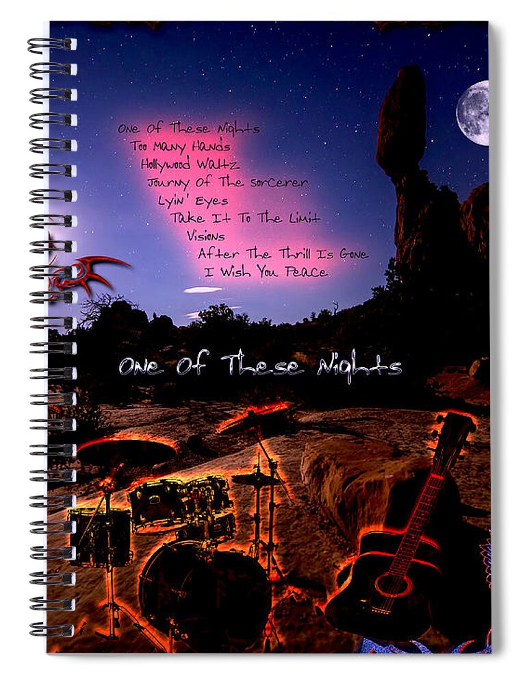 One Of These Nights Spiral Notebook featuring the digital art One Of These Nights by Michael Damiani