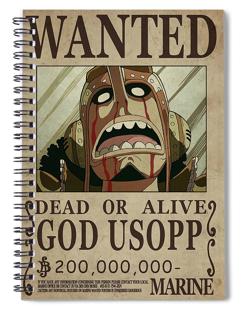 One Piece Wanted Poster - USOPP Spiral Notebook