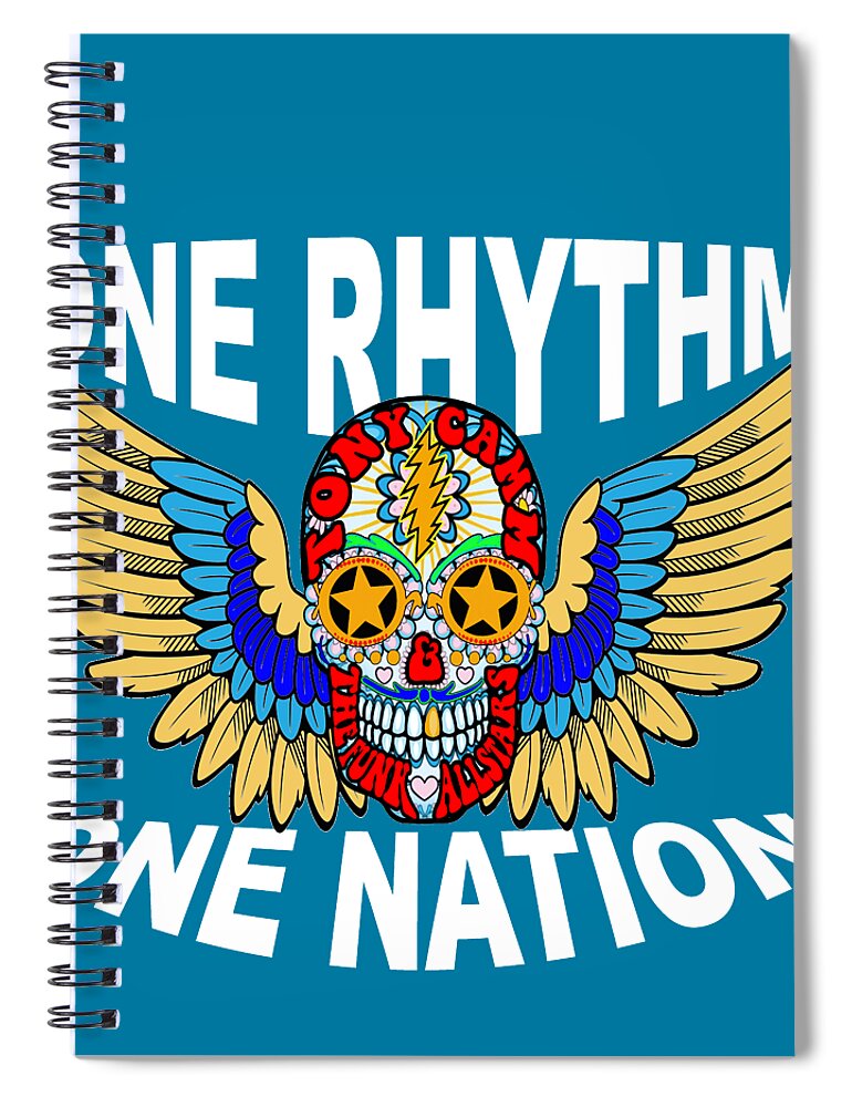  Spiral Notebook featuring the digital art One Rhythm One Nation Aqua Print by Tony Camm
