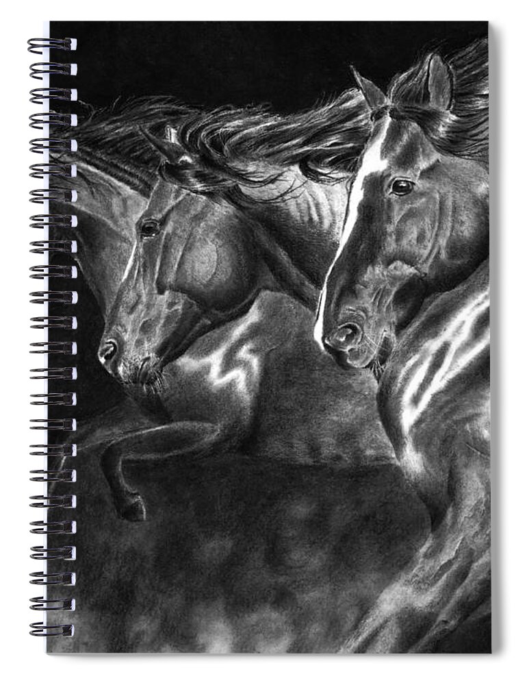 Mustang Spiral Notebook featuring the drawing One Way by Greg Fox
