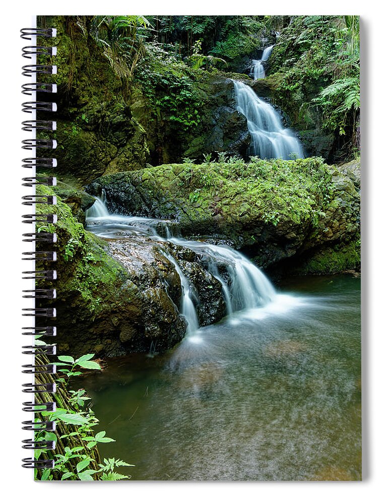 Beautiful Falls Spiral Notebook featuring the photograph Onomea Falls by Heidi Fickinger