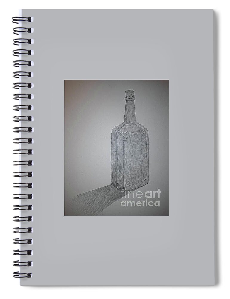 Glass Bottle Spiral Notebook featuring the drawing Opaque Glass Bottle by Nicole Robles