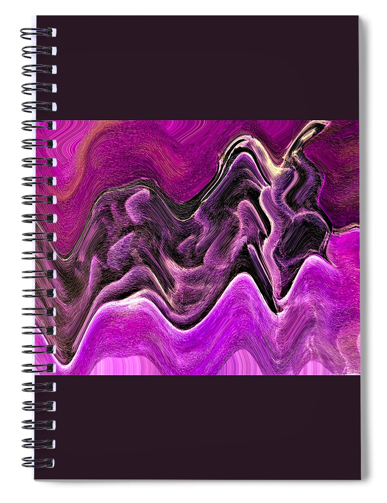 Abstract Spiral Notebook featuring the digital art Open Oyster Abstract - Purple by Ronald Mills
