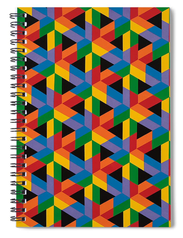 Abstract Spiral Notebook featuring the painting Open Hexagonal Lattice II with Square Cropping by Janet Hansen