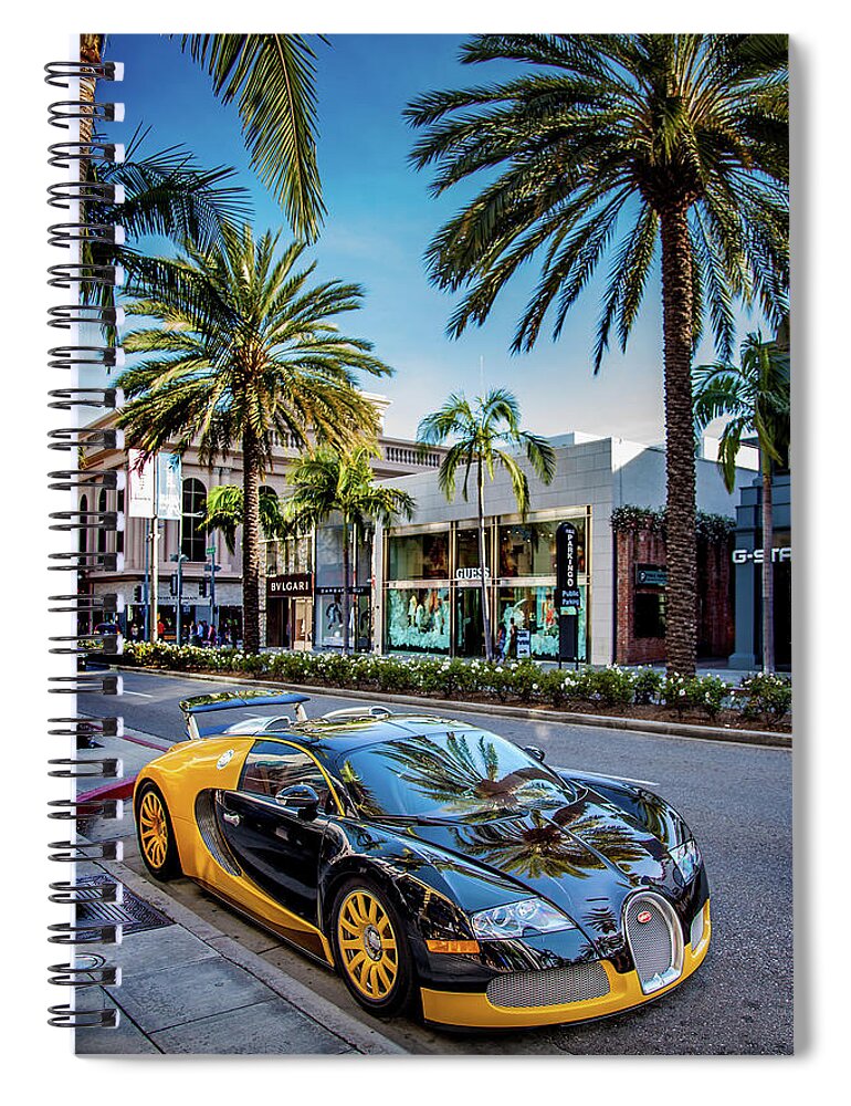 Bugatti On Rodeo Drive Spiral Notebook featuring the photograph Opulence Parade by Az Jackson