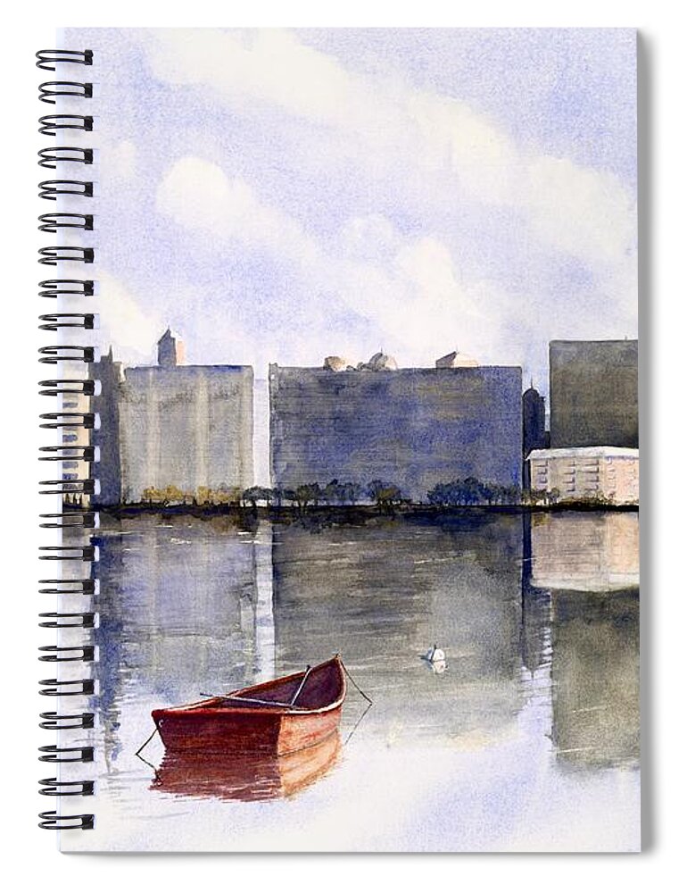 Sarasota Spiral Notebook featuring the painting Orange Dory by John Glass