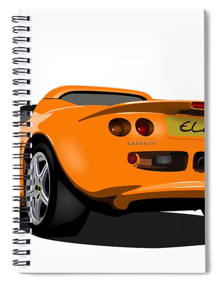 Sports Car Spiral Notebook featuring the digital art Orange S1 Series One Elise Classic Sports Car by Moospeed Art