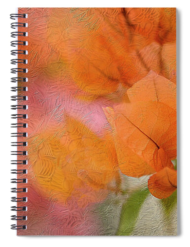Orange Flowers Spiral Notebook featuring the digital art Orange Flower Burst by Cordia Murphy