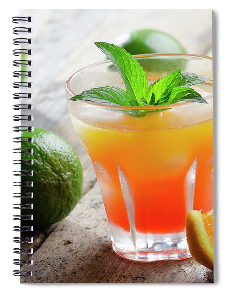 Cocktail Spiral Notebook featuring the photograph Orange fruit cocktail by Jelena Jovanovic