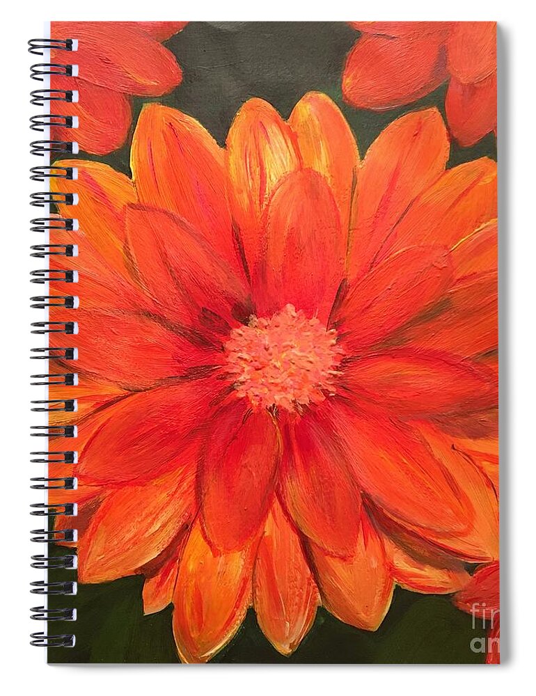 Floral Flowers Nature Daisy Spiral Notebook featuring the painting Orange Gebera by Debora Sanders
