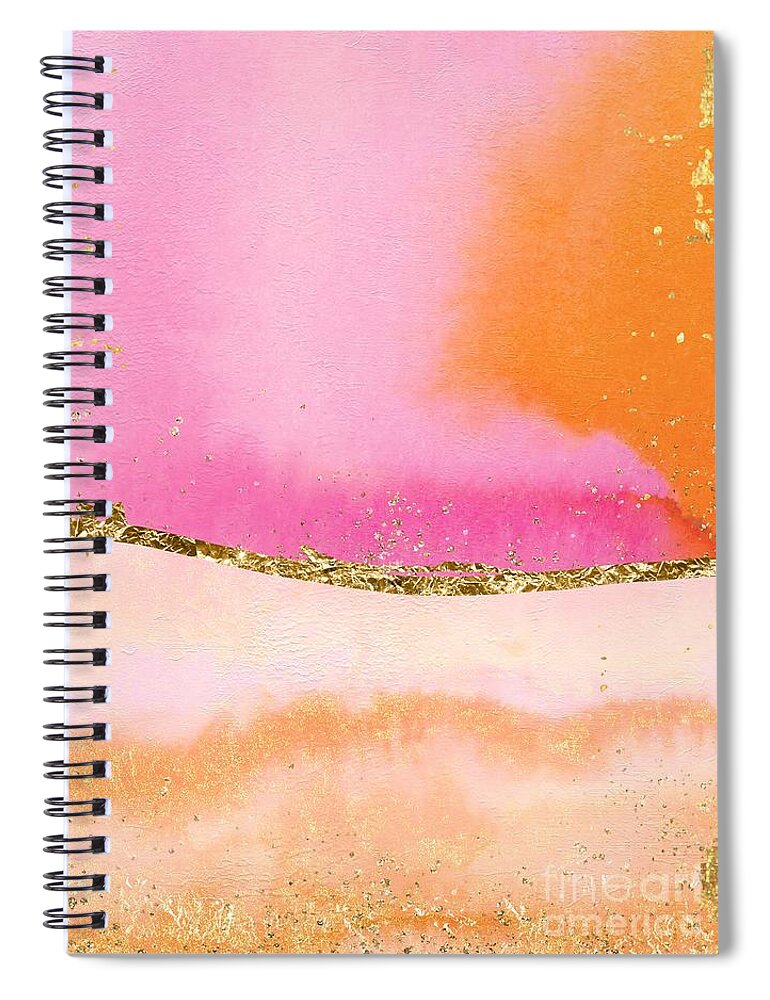 Orange Spiral Notebook featuring the painting Orange, Gold And Pink by Modern Art