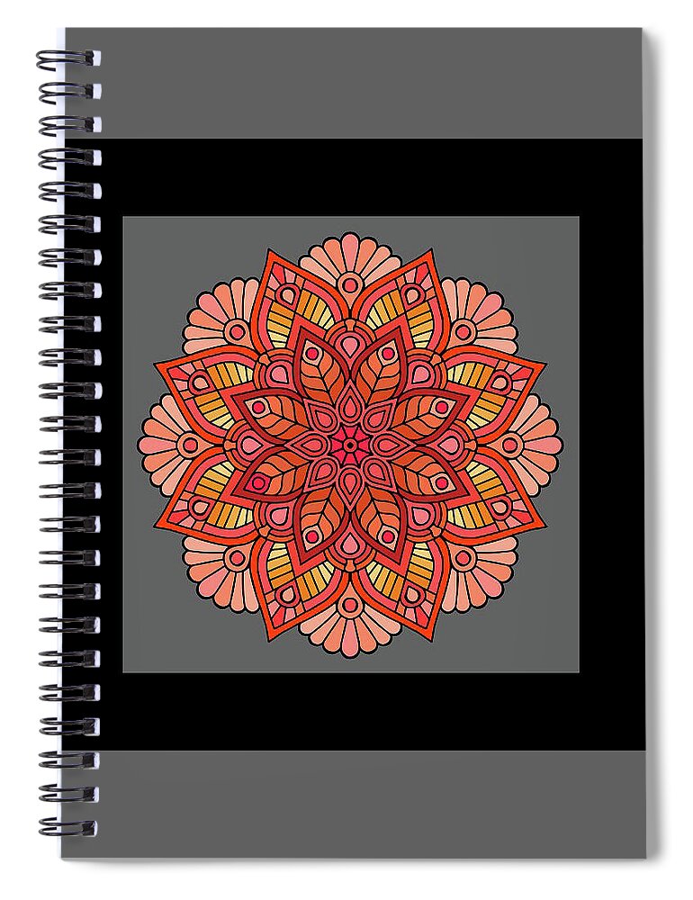 Orange Spiral Notebook featuring the digital art Orange Grey Tones Mandala by G Lamar Yancy