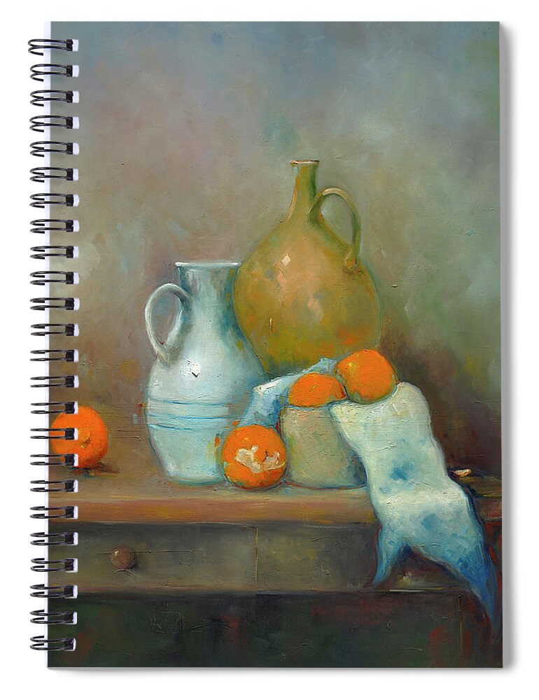 Still Life Spiral Notebook featuring the painting Orange Peel by Roger Clarke