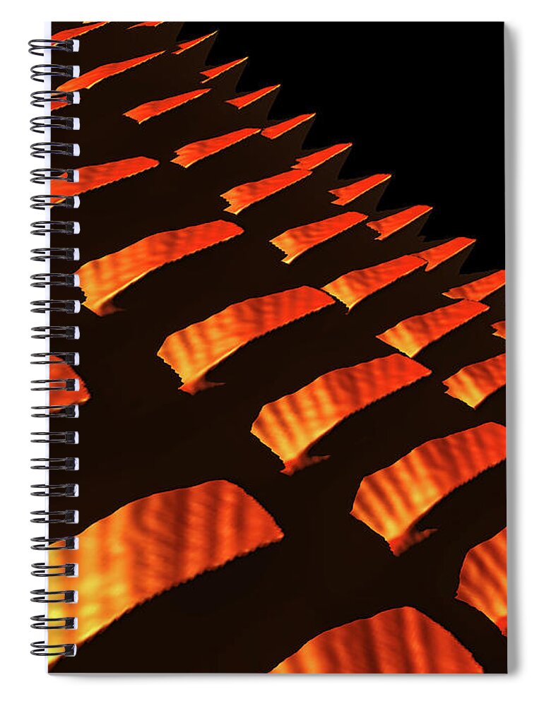 Scales Spiral Notebook featuring the digital art Orange Reptile Scales by Phil Perkins