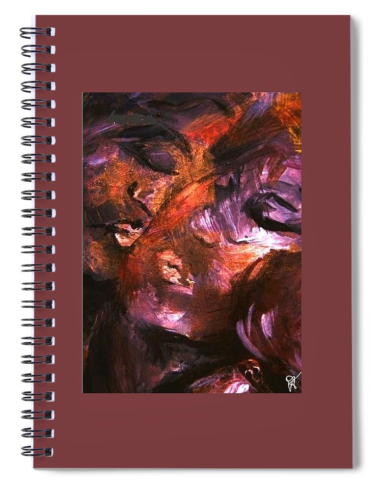 Portrait Spiral Notebook featuring the painting Orange Rind by Dawn Caravetta Fisher