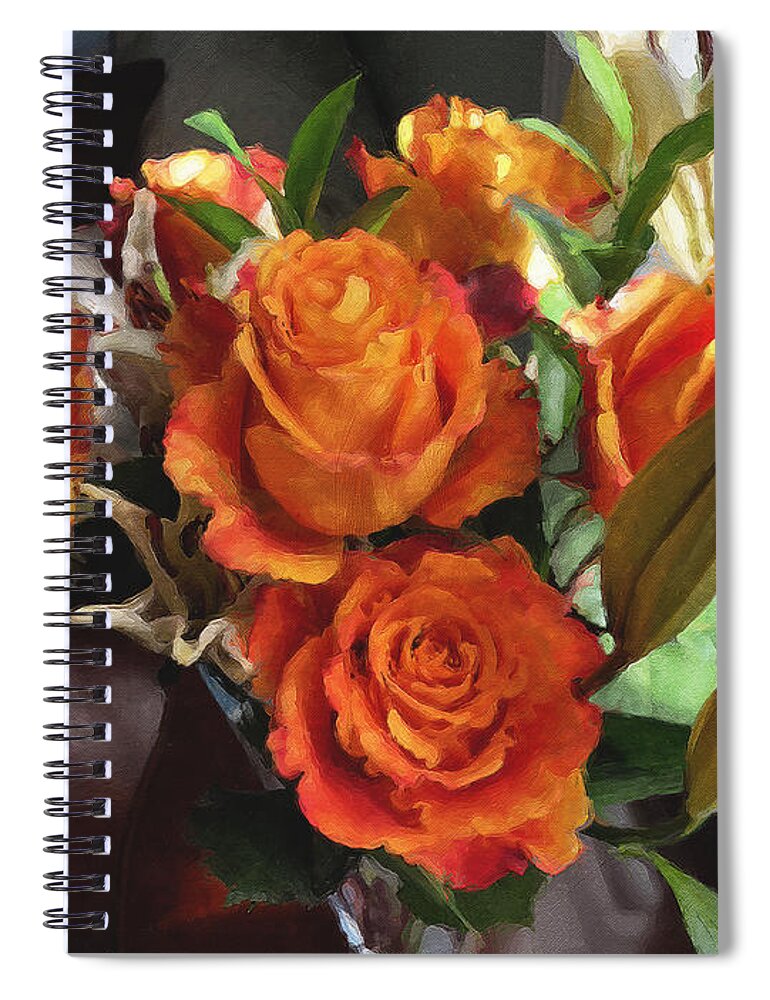 Flowers Spiral Notebook featuring the photograph Orange Roses by Brian Watt